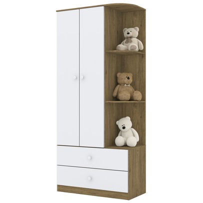 Quarto de Bebê Completo Hope 2 Portas 2 Gavetas Rústico/Branco - Pnr Móveis