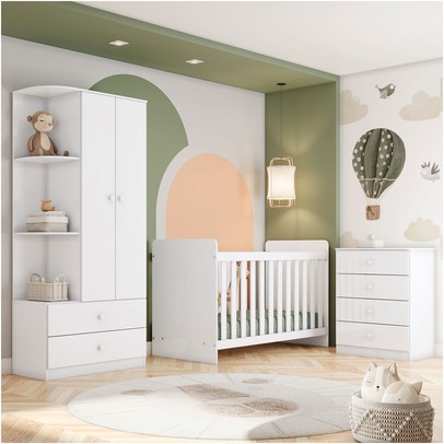 Quarto de Bebê Completo Hope 2 Portas 6 Gavetas Ie02 Branco - Pnr Móveis