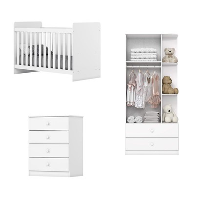 Quarto de Bebê Completo Hope 2 Portas 6 Gavetas Ie02 Branco - Pnr Móveis