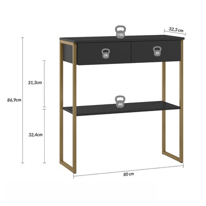 Aparador Industrial Anubis 2 Gavetas Preto - Pnr Móveis