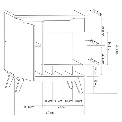 Aparador Vertigo com Adega 1 Porta 1 Gaveta Off White 17177 - Pnr Móveis