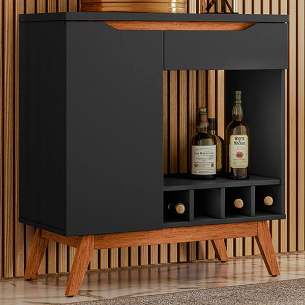 Aparador Vertigo com Adega 1 Porta 1 Gaveta Preto 17177 - Pnr Móveis