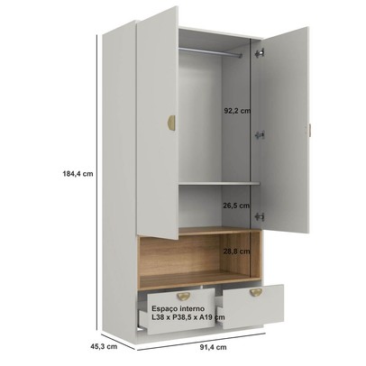 Guarda-Roupa Infantil Lille 2 Portas 2 Gavetas Arenas - Art In Móveis
