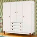 Guarda-Roupa Casal Vertigo 4 Portas 3 Gavetas Branco 12190 - Pnr Móveis