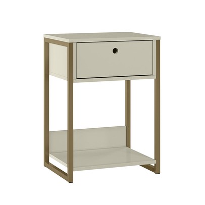 Mesa de Cabeceira Industrial Anubis 1 Gaveta Off White - Pnr Móveis