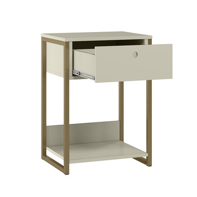 Mesa de Cabeceira Industrial Anubis 1 Gaveta Off White - Pnr Móveis