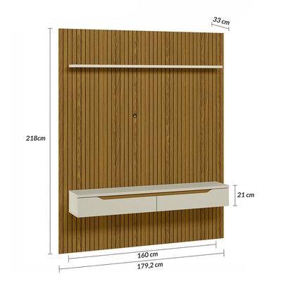 Painel para TV Até 65 Polegadas Nuke 2 Portas Cedro/Off White - Pnr Móveis