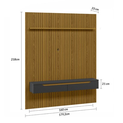 Painel para TV Até 65 Polegadas Nuke 2 Portas Cedro/Preto - Pnr Móveis