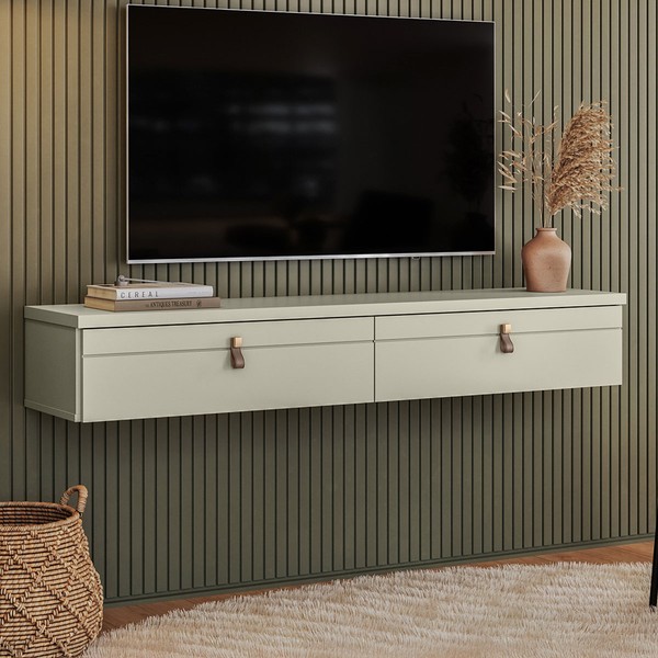 Rack para TV Até 50 Polegadas Suspenso Nuke 2 Portas Off White/Bege - Pnr Móveis