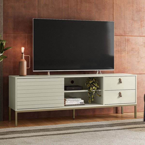 Rack para TV Até 60 Polegadas Industrial Anubis Off White - Pnr Móveis