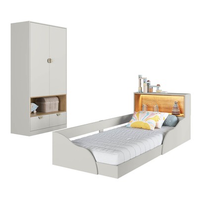 Quarto Infantil Completo Montessoriana Lille 2 Portas 2 Gavetas com Led Arenas - Art In Móveis