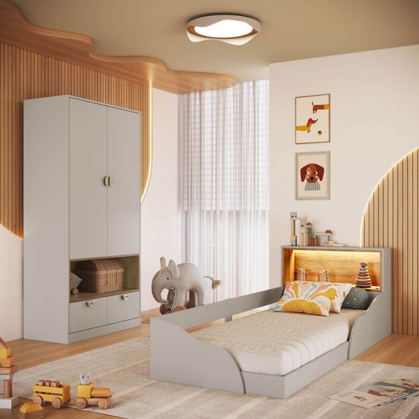 Quarto Infantil Completo Montessoriana Lille 2 Portas 2 Gavetas com Led Arenas - Art In Móveis