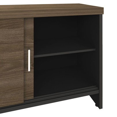 Armário para Escritório 2 Portas 3 Gavetas Charuto/Preto - Artany Móveis