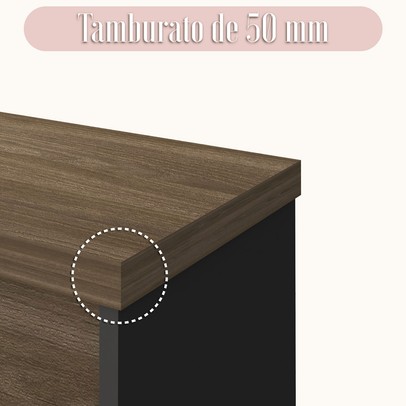 Armário para Escritório 2 Portas 3 Gavetas Charuto/Preto - Artany Móveis