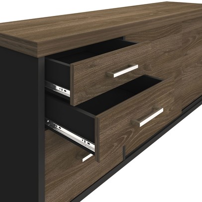 Armário para Escritório 2 Portas 3 Gavetas Charuto/Preto - Artany Móveis