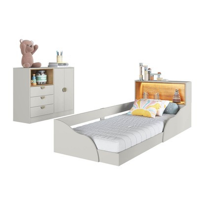 Quarto Infantil Completo Montessoriana Lille 2 Portas 3 Gavetas com Led Arenas - Art In Móveis
