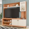 Estante para TV Até 55 Polegadas Lume 3 Portas com Led e Vidro Freijó/Off White - Caemmun