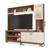 Estante para TV Até 55 Polegadas Lume 3 Portas com Led e Vidro Nogueira San Remo/Off White - Caemmun