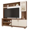 Estante para TV Até 55 Polegadas Lume 3 Portas com Led e Vidro Nogueira San Remo/Off White - Caemmun