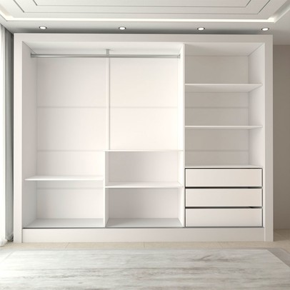 Guarda-Roupa Casal Nevada 3 Portas 3 Gavetas com Espelho Branco - Panorama Móveis