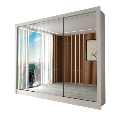 Guarda-Roupa Casal Nevada 3 Portas 3 Gavetas com Espelho Branco - Panorama Móveis