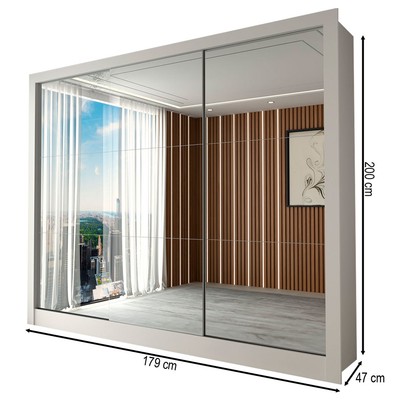 Guarda-Roupa Casal Nevada 3 Portas 3 Gavetas com Espelho Branco - Panorama Móveis