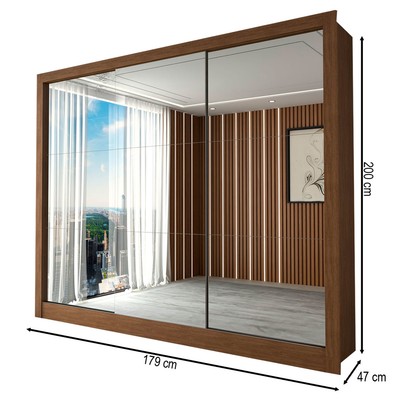 Guarda-Roupa Casal Nevada 3 Portas 3 Gavetas com Espelho Cinamomo - Panorama Móveis