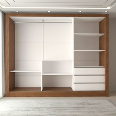 Guarda-Roupa Casal Nevada 3 Portas 3 Gavetas com Espelho Cinamomo - Panorama Móveis