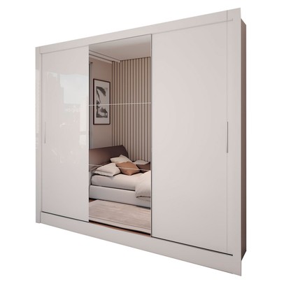 Guarda-Roupa Casal Colie 3 Portas 3 Gavetas com Espelho Branco - Panorama Móveis