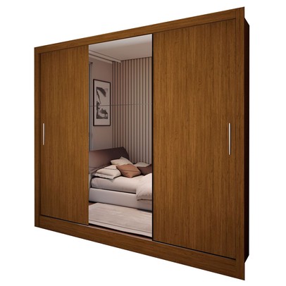 Guarda-Roupa Casal Colie 3 Portas 3 Gavetas com Espelho Cinamomo - Panorama Móveis