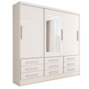 Guarda-Roupa Casal Joris 3 Portas 9 Gavetas com Espelho Branco - Panorama Móveis