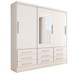 Guarda-Roupa Casal Joris 3 Portas 9 Gavetas com Espelho Branco - Panorama Móveis