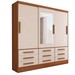 Guarda-Roupa Casal Joris 3 Portas 9 Gavetas com Espelho Cinamomo/Off White - Panorama Móveis