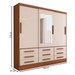 Guarda-Roupa Casal Joris 3 Portas 9 Gavetas com Espelho Cinamomo/Off White - Panorama Móveis