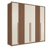 Guarda-Roupa Casal Coimbra 6 Portas 4 Gavetas Ripado Jatoba/Areia - Santos Andirá