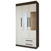 Guarda-Roupa Solteiro Sublime 3 Portas 2 Gavetas com Espelho Imbuia/Off White - Panorama Móveis