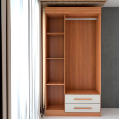 Guarda-Roupa Solteiro Sublime 3 Portas 2 Gavetas com Espelho Cinamomo/Off White - Panorama Móveis