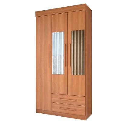 Guarda-Roupa Solteiro Sublime 3 Portas 2 Gavetas com Espelho Cinamomo - Panorama Móveis