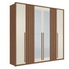 Guarda-Roupa Casal Coimbra 6 Portas 4 Gavetas com Espelho Ripado Jatoba/Areia - Santos Andirá