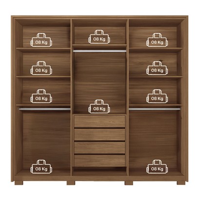 Guarda-Roupa Casal Coimbra 6 Portas 4 Gavetas com Espelho Ripado 16524 Jatoba/Areia - Santos Andirá