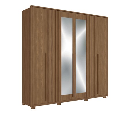 Guarda-Roupa Casal Coimbra 6 Portas 4 Gavetas com Espelho Ripado 16524 Jatoba - Santos Andirá