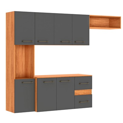 Cozinha Compacta Gianna 7 Portas 2 Gaveta Cinamomo/Grafite - Pnr Móveis