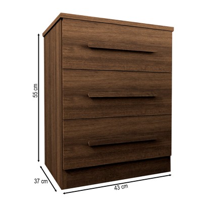 Mesa de Cabeceira Tulum com 3 Gavetas Imbuia - Panorama Móveis