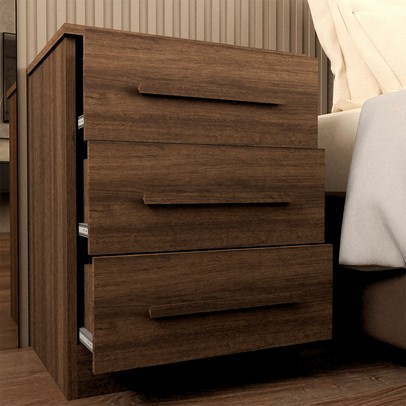 Mesa de Cabeceira Tulum com 3 Gavetas Imbuia - Panorama Móveis