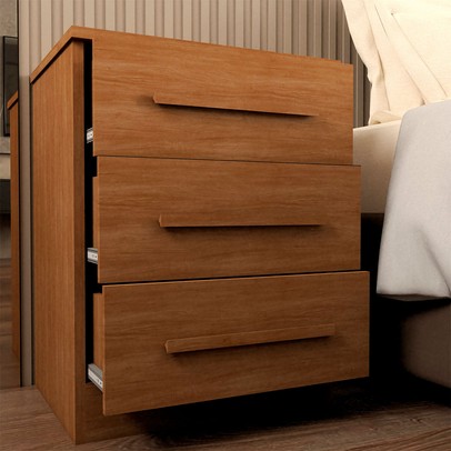 Mesa de Cabeceira Tulum com 3 Gavetas Cinamomo - Panorama Móveis