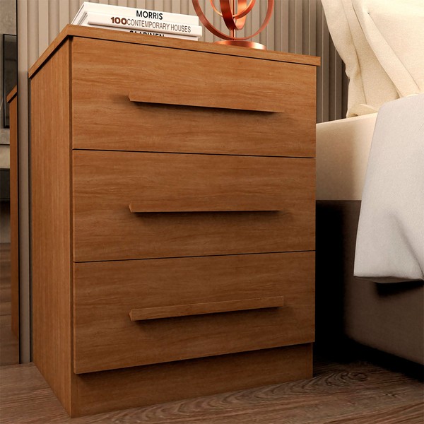 Mesa de Cabeceira Tulum com 3 Gavetas Cinamomo - Panorama Móveis