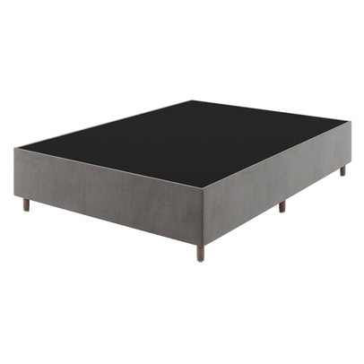 Base Cama Box Casal Lunare Veludo Grafite - Vian