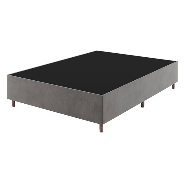 Base Cama Box Casal Lunare Veludo Grafite - Vian