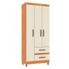 Guarda-Roupa Solteiro Sole 3 Portas 2 Gavetas Cinamomo/Off White - Pnr Móveis