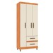 Guarda-Roupa Solteiro Sole 3 Portas 2 Gavetas Cinamomo/Off White - Pnr Móveis